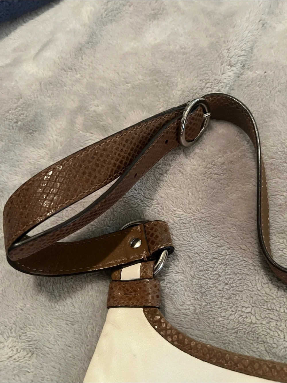Coach Penelope Turnlock Crossbody Cream w/ Brown Snakeskin